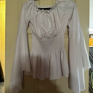Elegant White Smocked Women's Top